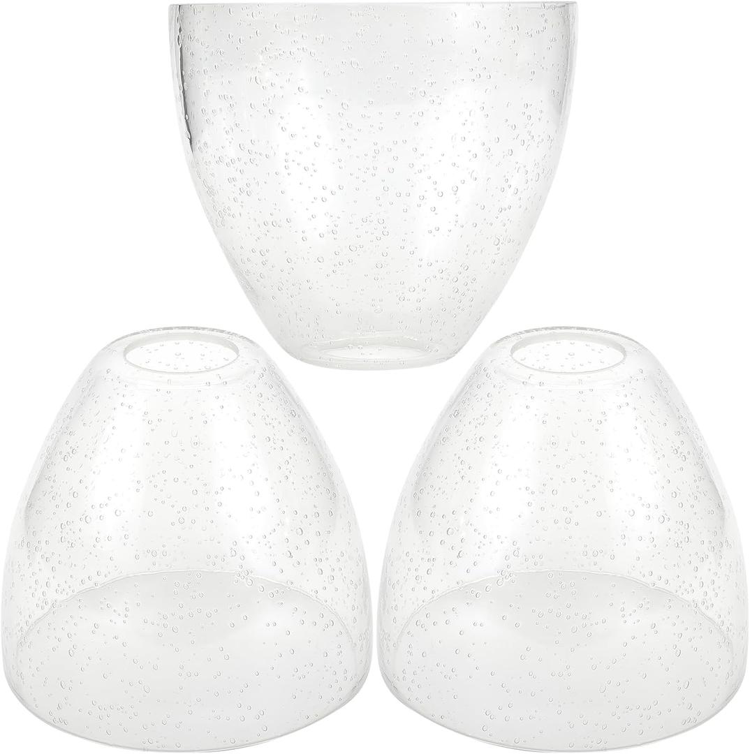 Bell Shade Lighting Fixture Glass Shade Replacement, 5.9"W x 5"H, 1-5/8 Inch Fitter, 3 Pack Clear Seeded Bubble Glass Shade Globe Cover for Chandelier Pendant Light Wall Sconce