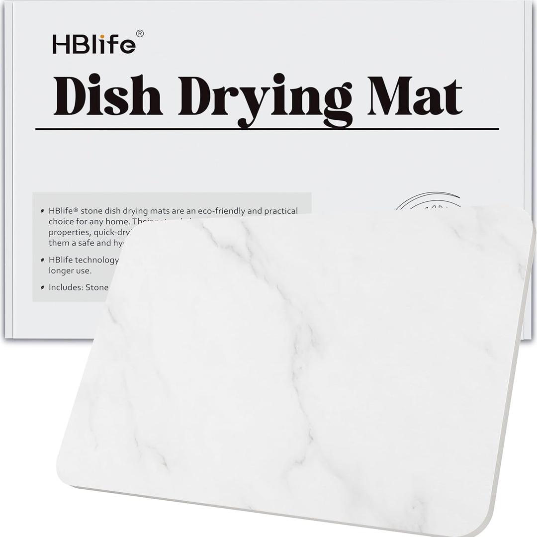 HBlife 23.5" X 15" Large Stone Dish Drying Mat, Quick Drying Super absorbent Dish Mat Drying Kitchen Mat for Kitchen Counter, Stone Bath Mat for Bathroom - Marble Pattern