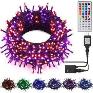 HOME LIGHTING 66ft Christmas Decorative Mini Lights, 200 LED RGB Changing 8 Functional Green Wire Fairy Halloween Lights with Remote Timer, Plug in Indoor Outdoor Xmas Wedding Party Decor