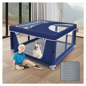 XVISHX 42x42 Inches Puppy Playpen with Cover&Dog Pads, Dog Playpen for Puppies or Small Dogs, Pet Playpen for Indoor & Outdoor, Sturdy Safety Dog Pen with Thickened Fabric