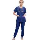 Yoweenton Town Scrubs for Women Scrub Set - Jogger Pant and Comfort Stretch V-Neck Top,5-Pocket Top and 5 Pocket Pants, Easy Care Uniforms XL