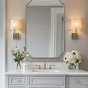 ANDY STAR Scalloped Bathroom Mirror, 24x36 Inch Brushed Nickel Rectangle Mirror, Silver Bathroom Vanity Mirror, Silver Framed Mirror in Anti-Rust Stainless Steel Metal, Thin Frame Deep 1