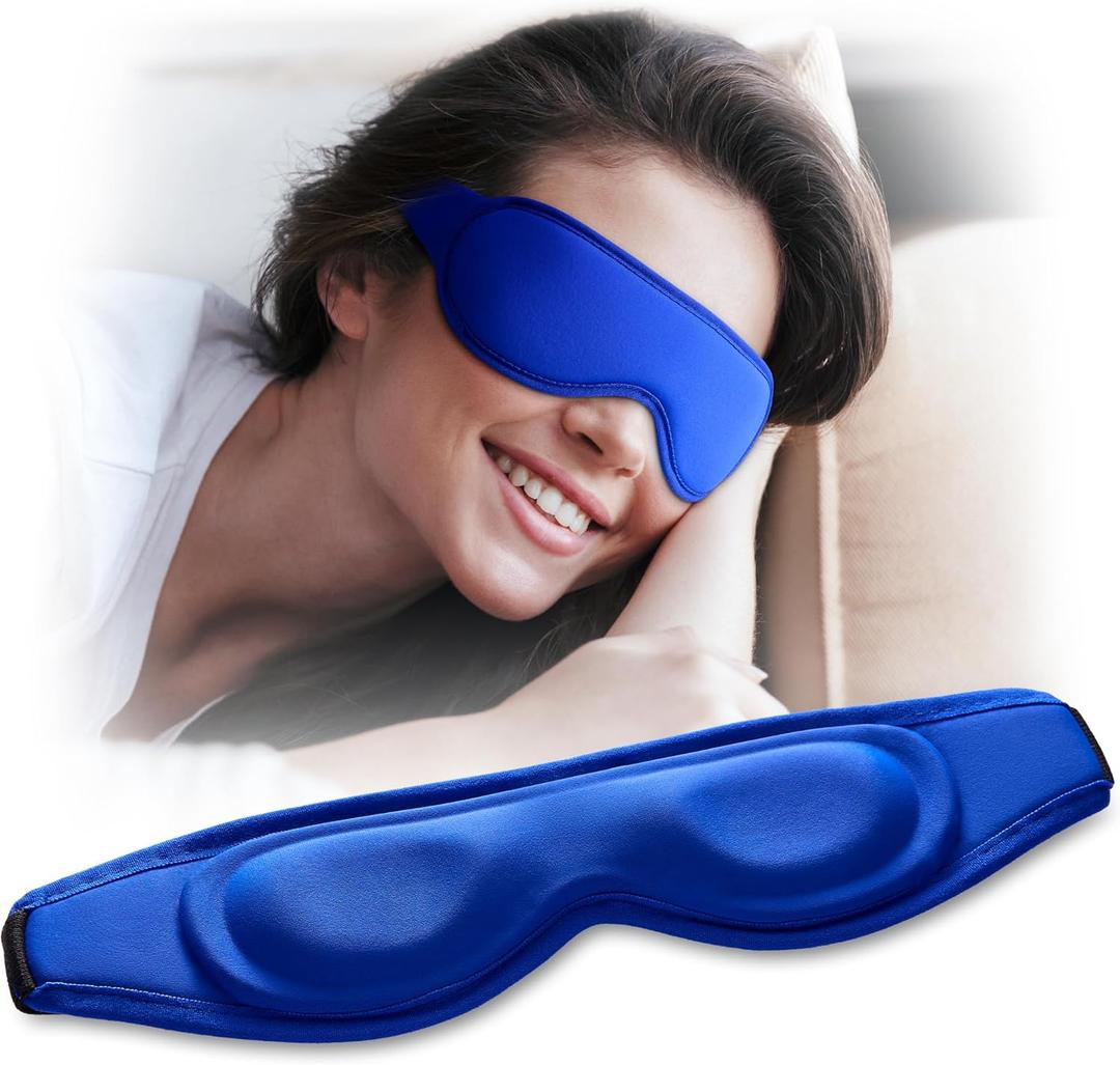 Contoured Cooling Gel Eye Mask: Ice Cold Compress for Puffy Eyes, Dark Circles, Sinus Pain & Surgery Relief, Reusable Therapy, Fits All Head Sizes, Daily Eye Care, Relaxation Beauty Gift, Blue (1 Count (Pack of 1))