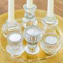 Kate Aspen Vintage Ribbed Glass Black Candlestick Holders, Pillar Candle, Tealight & Votive Candle Holders (Set of 6, 3 Assorted Sizes), Dining Table Decor, Shelf Decor, Centerpiece (Clear)