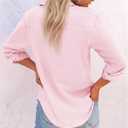 Womens Button Down Shirts Cotton Dress Shirts Oxford Shirts Long Sleeve Work Blouses Collared Tops Tunics with Pocket (Pink, M)