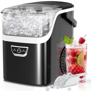 Antarctic Star Nugget Ice Maker Countertop, 35Lbs/24H, 5 Mins Fast Ice | Portable with Handle, One-Click Operation, Self-Cleaning, Water & Ice Reminder, Ice Scoop & Basket for Home/Kitchen/Camping