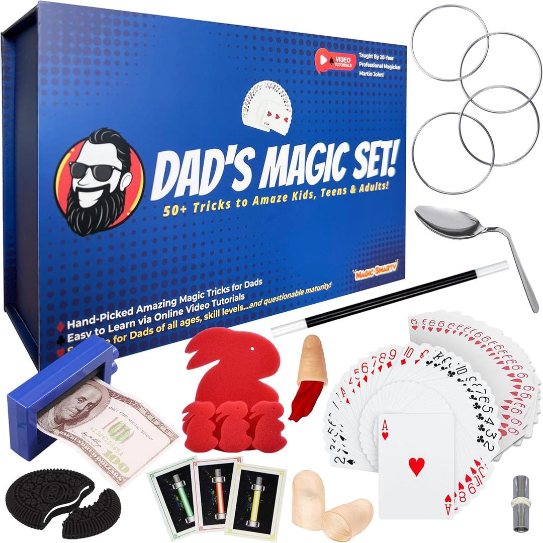 Dad’s Magic Set - 50 Awesome Magic Tricks for Dad to Amaze The Family - Easy to Learn - Video Tutorials by a Pro Magician - A Fun Gift for Dad or Grandpa for Christmas, Birthdays and Father’s Day