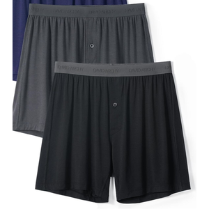 DAVID ARCHY Men's Bamboo Rayon Boxers Breathable Cooling Mens Boxer Shorts with Button Fly Relaxed Fit Underwear 2 Pack (Black, M)