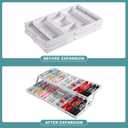 Aobiono Multi Level Smart Drawer Organizer, Multi Tier Expandable Storage Collapsible Foldable Trays for Jewelry, Cosmetics, Makeup, Tools, Battery (White, Single Row - 2 Levels)