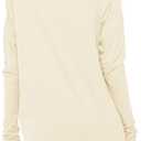 Fisoew Women's Casual Long Sleeve Tops Crew Neck Round Hem Loose T-Shirts Tunic Tops with Thumb Holes (XXL)