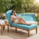 80 x 26 inch Outdoor Chaise Lounge Cushion Extra Wide High-Water Resistant 3" Resilience Foam Lounge Chair Cushion with 4 Ties for Patio Pool