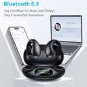 Boytond Ultra Open Ear Earbuds - Ergonomic Clip-On Earbuds, Bone Conduction Over-The-Ear Headphones with Waterproof Design and Secure Fit for Small Ears, Classic Black