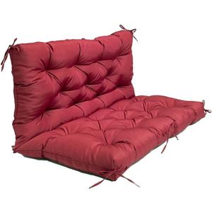 SEAHOME Waterproof Bench Cushion with Backrest, 2 or 3 Seat Swing Replacement Cushions Overstuffed for Garden Patio Furniture Loveseat Swing Outdoor Bench Cushions (59.1 * 39.4 * 3.94inch, Burgundy)