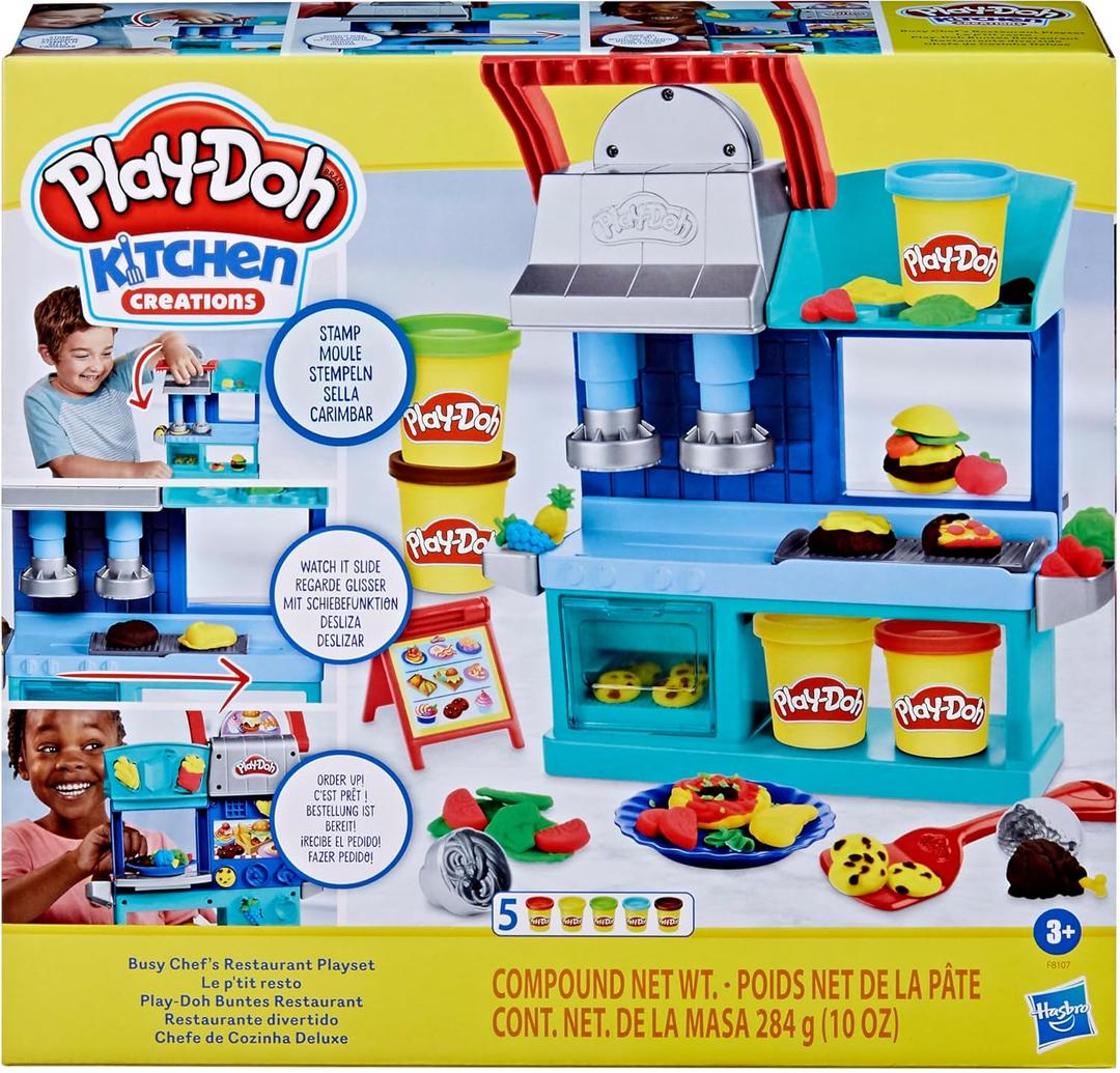 Play-Doh Kitchen Creations Busy Chef's Restaurant Playset, 2-Sided Play Kitchen Set, Preschool Cooking Toys, Kids Arts & Crafts, Ages 3+ Play-Doh Kitchen Creations Busy Chef's Restaurant Playset, 2-Sided Play Kitchen Set, Preschool Cooking Toys, Kids Arts & Crafts, Ages 3+