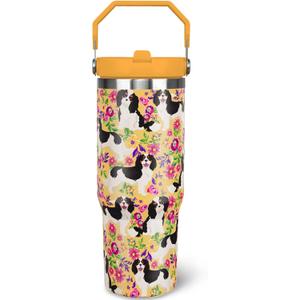 30 oz King Charles Cavalier Spaniel Tumbler with Lid, Insulated Coffee Travel Mugs Cup Water Bottle Dog Gifts for Women Girls