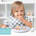 Bumkins Toddler and Baby Suction Plate, Silicone Divided Grip Dish and Lid, Babies and Kids, Baby Led Weaning, Children Feeding Supplies, Non Skid Bottom, Platinum Silicone, Ages 6 Months Up, Gray