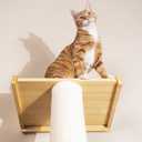 Modern 78.7 Tall Leaning Wall Sisal Cat Tree Tower Scratching Post Pillar at 70 Degree Angle with Bed Hammock Perch, Cat Climbing Pole for Window (Sisal Cover)