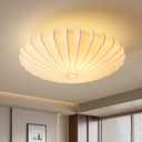 ziidoo 2-Light Semi Flush Mount Ceiling Light,15.7in White Imitation Silk Wabi Sabi Round Lantern 3000K Modern Close to Ceiling Light fixtures for Bedroom Living Room Entryway Hallway