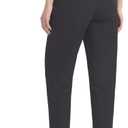 Houmous Womens Cotton Barrel Pants 26" 28" Stretch Lounge Golf Travel Casual Slacks Belt Loops Pockets (Black, M)