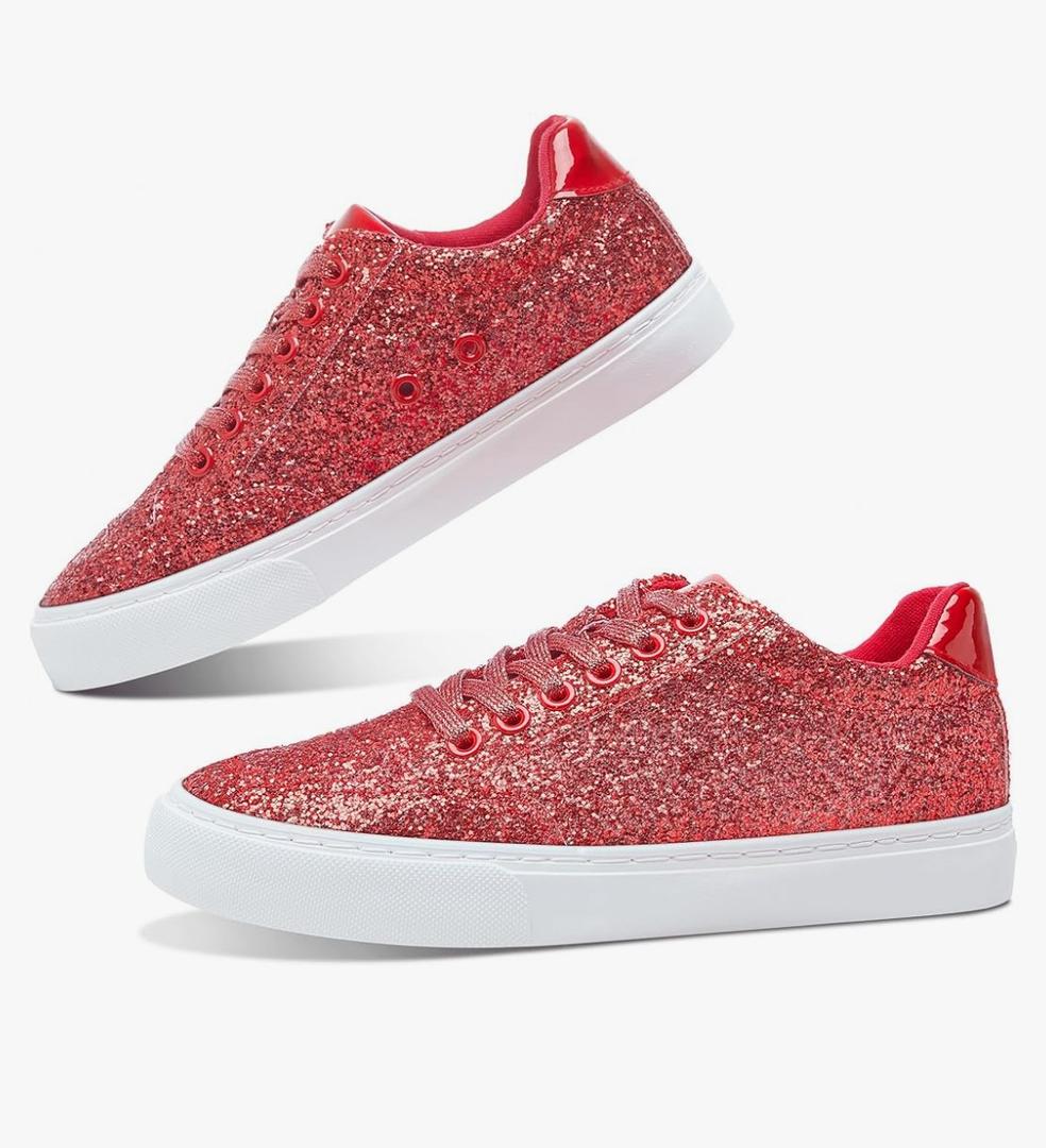 Jeekopeg Glitter Sparkly Fashion Sneakers Shoes Shiny Casual Shoes Bling Sequin Concert Low Cut Lace up Shoes Size 10
