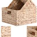 Large Wicker Basket Set of 2 Woven Baskets for Shelves Gift Baskets Empty Wicker Storage Organizing with Built-in Handles 2-Pack Nesting Woven Basket 11.8*11.8*7.1INCH