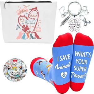 4pcs Gifts Set For Women,Lady Birthday Present With Funny Novelty Socks For Dentist, Catholic,Veterinarian,Baker