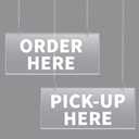2 Pcs 13 x 6 Inches Order Here and Pick up Here Sign Acrylic Order Sign Big Clear Hanging Pick up Hers with Hooks for Restaurants Cafes Bars Bakery Ice Cream Concession Booth