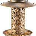 SWEETFULL Solar Bird Feeder for Outdoors Hanging, Metal Wild Bird Feeder for Cardinals Solar Garden Lantern with S Hook as Gift Ideas for Bird Lovers (2LBs Heavy Duty Weather Resistance birdfeeders) (8"x8")