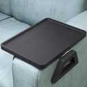Couch Arm Tray,Bamboo Folding Sofa Tray,Sofa Armrest Trays Clip-On Couch Desk for Drinks,Snacks,Phone,Remote ControlBlack (12.8x9.4"Classic)
