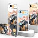 for iPhone 17 Air Case - Clear Mountain View | Wallet Phone Cases with Card Holder for Women Cute Design, Transparent Cool Kawaii Protective