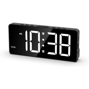 ORIA Digital Alarm Clock for Bedroom, LED Alarm Clock with Large Display, Rechargeable Desk Clock with Date, Adjustable Volume Brightness, Snooze, Type-C Port, for Home Office Living Room