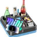 Couch Cup Holder Tray Couch Cup Holder Pillow Bed Tray Snack Sofa Bed Caddy Organizer Beach Sofa Drink Holder Anti-Spill Portable Snack Caddy Couch Remote Holder for Phone Pad Kindle Beverage Blue