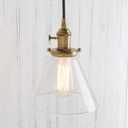 PERMO Pendant Light with Clear Glass Shade Industrial Hanging Light Adjustable Brass Vintage Pendant Light for Kitchen Island Hallway Porch Corridor Bedroom Dining Room Antique (Funnel)