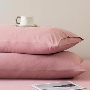 JELLYMONI Pillowcases King Set of 2 Washed Cotton Envelope Pillow Covers Linen-Like Texture,Darker Rose 2036in Bed Pillow Cases Soft Breathable (Pillows are not Included)