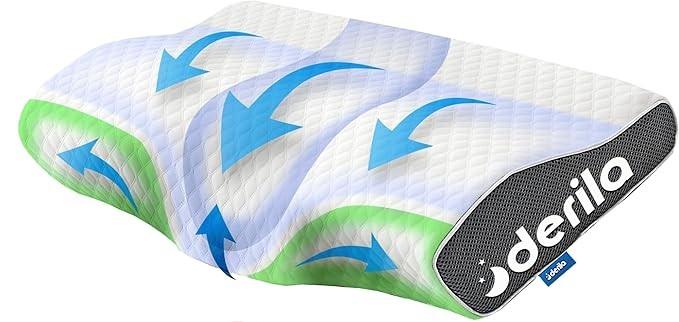 Derila Cervical Queen Size Pillow for Sleeping - Support Pillow for Side, Back, Stomach Sleepers - Contour Best Bed Pillows for Sleeping (1 Pillow | White)