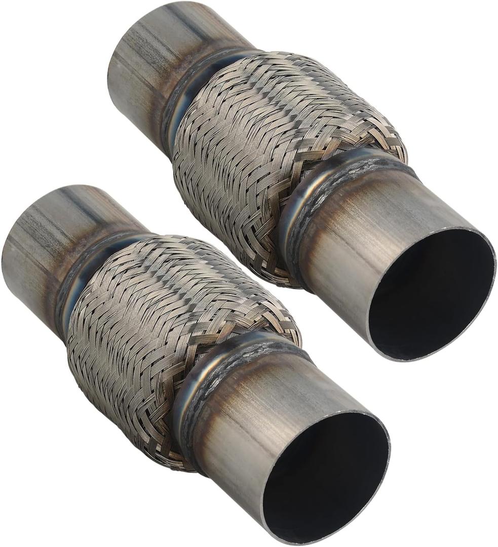2pcs Heavy Duty Exhaust Flex Pipe Stainless Steel Double Braid 3"x 4" Overall Length 8" Long