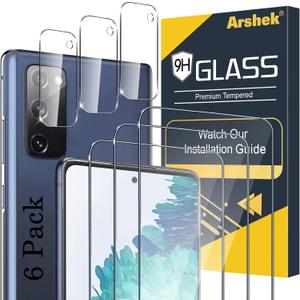 Galaxy S20 FE Screen Protector and Camera Protector, [3 Screen Protectors+3 Camera Protectors][Support Fingerprint] Tempered Glass Screen Protector for Samsung Galaxy S20 FE 5G/4G