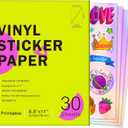Holographic Printable Vinyl Sticker Paper for Inkjet Printer-30 Sheets 8.5" x 11"-Waterproof Labels Paper, Dries Quickly, Vivid Colors, Tear Resistant, DIY Sticker