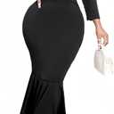 Mermaid Style Dress for Women Sexy Fishtail Dress Cocktail Wedding Guest Dress Wear to Work Dresses Business Church Outfits (XX-Large, Black/3/4 Sleeve)
