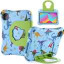TCL Tab 8 LE 9137W 8LE 2023 Kids Tablet Case for Kid Girl Toddlers Blue Dinosaur Dino Light EVA Kid-Friendly Shockproof Drop Protector Durable Cover with Stand Handle (KL)