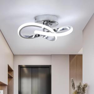 Modern LED Ceiling Light, 22W LED 6500K Cool White Spiral Design Hallway Ceiling Light Fixtures for Corridor Aisle Balcony Kitchen(Silver)