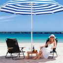 Premium Portable Camping Chair 5-Position Recliner Beach Folding Lightweight Outdoor Chair with Wooden Armrests, Headrest, Multi-Pockets Heavy Duty 350lbs, for Patio, Backyard, Black
