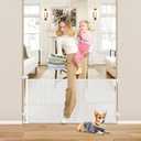 Reinforced 26 Inch Tall Retractable Baby Gates to Step Over 55" Wide Small Outdoor Retractable Child Gates for Doorways Short Retractable Dog Gates for Baby Indoor Retractable Stairs Gate for Kids (White)