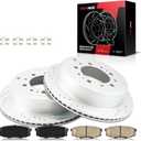 Rear Brake Rotors and Pads kit Torchbeam replacement for 2007-2021 Tundra, 2008-2021 Sequoia, 2008-2011 2013-2021 LX570, 31483+D1304 Drilled and Slotted Brake Rotors Ceramic Brake Pads