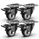 2 inch Caster Wheels Heavy Duty Swivel Casters with Safety Brake Total Capacity 600lbs (Set of 4) Good for Industrial or Furniture