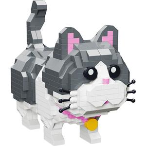 Pet Cute Gray Cat Building Sets, Micro Building Blocks Cats, Cute Animal Series Micro Mini Building Blocks Kit, Cat Mini Building Blocks for Boys & Girls (Cat - 673Pcs)