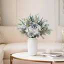2 Pcs Fake Artificial Flowers Bouquet for Decoration, Silk Flower Arrangements Faux Flowers Plant Wedding Bride Bouquets Tables Centerpieces for Home Decor Indoor Vase Floral Table Decor (Blue White)