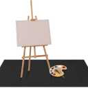 Drydiet 55x70 Inch Extra Large Craft & Painting Floor Mat - Waterproof Non-Slip PVC Art Rug, Floor Protector for Easel Painting Pottery Messy Projects, Washable Roll-up Spill Mat(Black, Plain)