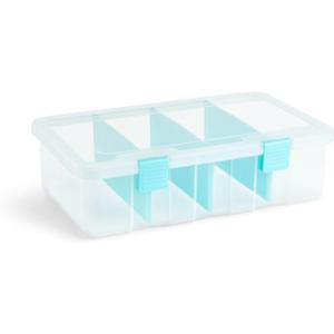 Bins & Things Craft Organizers and Storage - Lego Container - Small Containers with Lids - 4 Clear Compartments, 8x4x14 inches - Plastic Art Supply Organizer - Ribbon and Bead Organizer Box - Blue