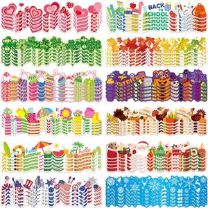 Geyee 360 Pcs Valentines Bulletin Board Borders Decorations Summer St. Patrick's Holiday Spring Easter Valentine Classroom Borders Bulletin Board Trim for Classroom School, 12 Design(Lovely)